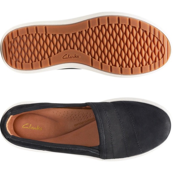 Clarks Womens Nalle Violet Leather Slip-on Loafers - Black Nubuck NEW - Picture 4 of 4